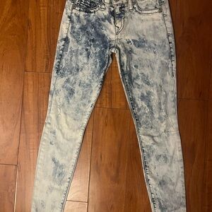 True Religion Blue Acid Wash Skinny Jeans